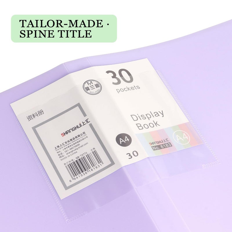 Tamaki Portfolio Binder with Plastic Sleeves, Pocket Portfolio Folder with Clear Sheet Protectors, Display 60 Pages Book, Presentation Book for Artwork, Document Organizer, 1 Pack (Purple) - Image 4