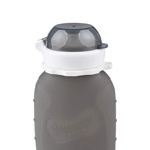 Squeasy Snacker Grey 6 oz Squeasy Snacker Spill Proof Silicone Reusable Food Pouch - for Both Soft Foods and Liquids - Water, Apple Sauce, Yogurt, Smoothies, Baby Food - Dishwasher Safe - Image 3