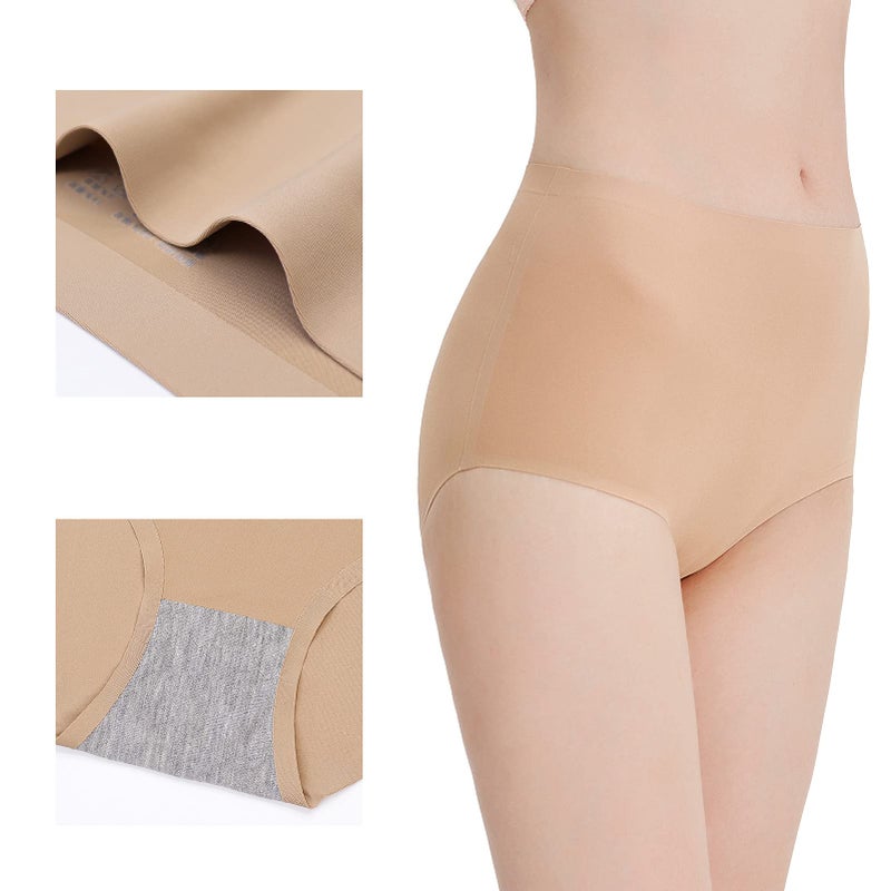 FallSweet No Show High Waist Briefs Underwear for Women Seamless Panties Multi Pack (Khaki (4-pack), x_l) - Image 3
