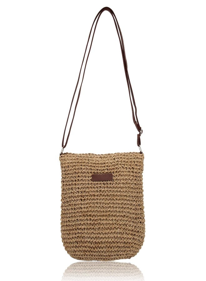Bototack Straw Bag for Women Small Summer Beach Crossbody Bag Boho Handmade Weave Shoulder Handbags Purse for Vacation Travel (Khaki) - Image 1