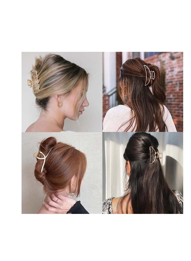 SYOSI Metal Hair Claw Clips, Large Gold Hair Clips, Premium Matte Gold Claw Clip, Non-slip Metal Hair Claw Clip, Suitable for Women Thinner and Girls with Any Hairstyles and Hair Types(6 PACK) - Image 2
