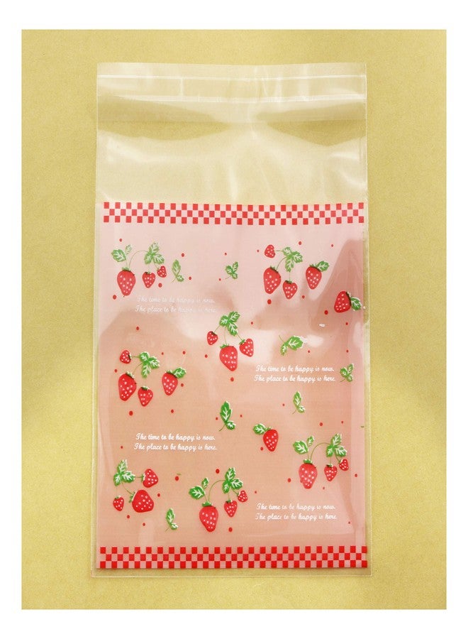 Tegg Cookies Bags 200PCS Self Adhesive Lovely Strawberry Plastic Cookies Pastries Candy Lolly Gift Bag For Birthday Party Wedding Party Halloween Christmas Day 3.9x3.9Inch - Image 4