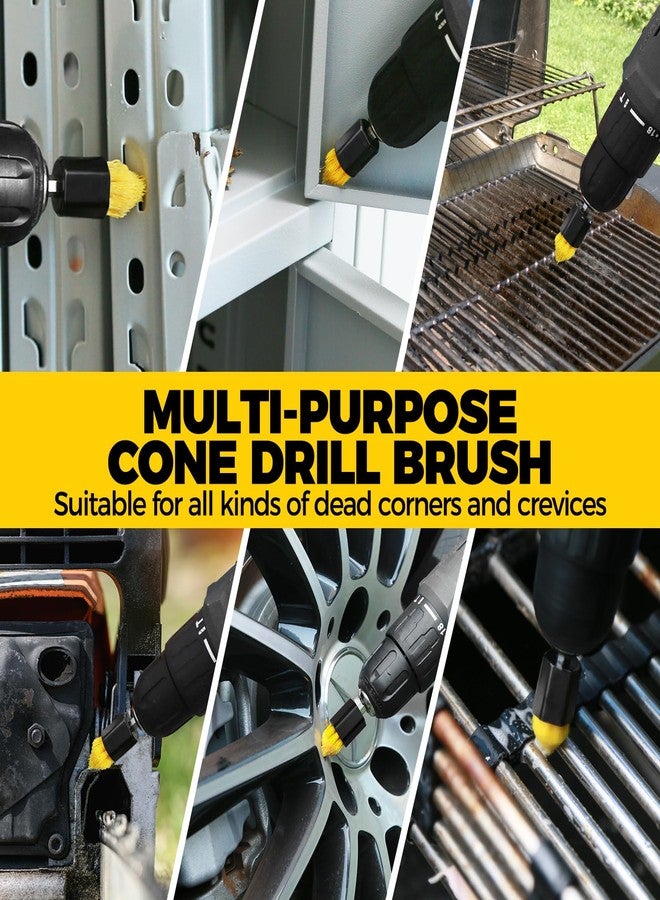 Holikme 9Pack Drill Brush ，All Purpose Drill Brush with Extend Attachment for Bathroom Surfaces, Grout, Floor, Tub, Shower, Tile, Kitchen and Car，Corner,Masonry Brushes，Yellow - Image 3