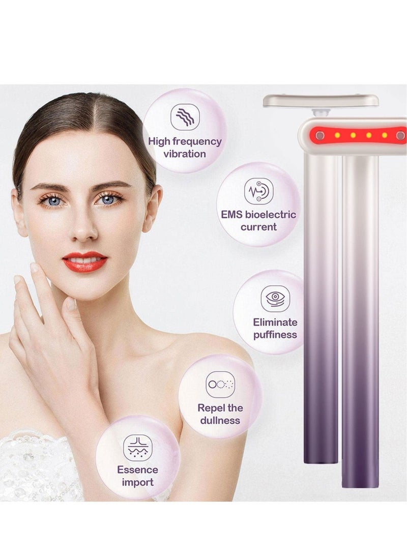 Captaintech 4 in 1 Facial Massager, Red Light Therapy for Face and Neck, Microcurrent Device Anti-Aging, Skin Tightening Machine, Reduce Wrinkles, Anti-Aging Tools(Purple) - Image 2