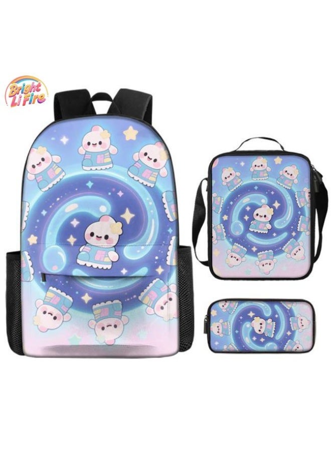 Bright Li Fire Fashion is unlimited! Cartoon bag three-piece set, suitable for a variety of scenes for students and teenagers (available for students, children, friends on outings, mountain climbing, school, etc.) - 22 - Image 1