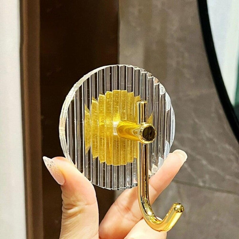 Voxmix Wall Hook Plastic Stainless Steel AcrylicMetal Material Luxury Acrylic Round Golden Hook Pack 4 - Image 2