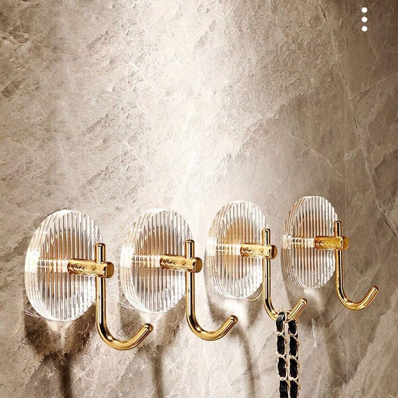 Voxmix Wall Hook Plastic Stainless Steel AcrylicMetal Material Luxury Acrylic Round Golden Hook Pack 4 - Image 3