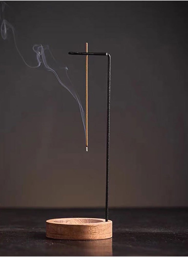 Incense Holder, Multi-Purpose Design Wooden Incense Burner ash Catcher with Brass Incense Stick Holder for Home Decor Yoga Spa Madiation