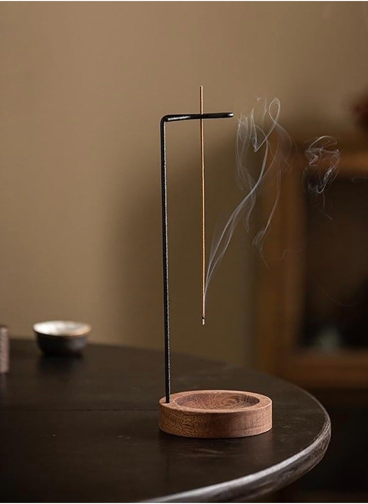 Incense Holder, Multi-Purpose Design Wooden Incense Burner ash Catcher with Brass Incense Stick Holder for Home Decor Yoga Spa Madiation