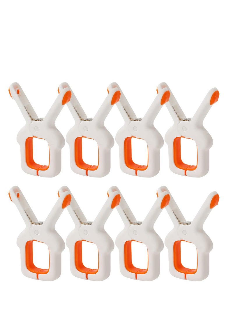 Y&D Beach Towel Clips, 8Pcs Large Laundry Plastic Clip Bright Color Clothes Pegs, Windproof Pins for Sunbeds Pool Chairs, Family Pack of Pegs Chairs and Sun Loungers - Image 1