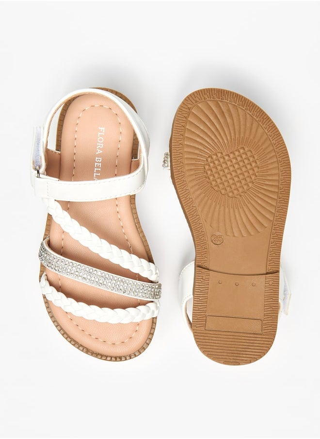 Flora Bella By Shoexpress - Girls Embellished Sandals with Hook and Loop Closure - Image 1