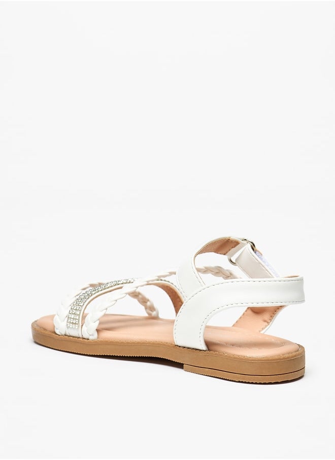 Flora Bella By Shoexpress - Girls Embellished Sandals with Hook and Loop Closure - Image 1