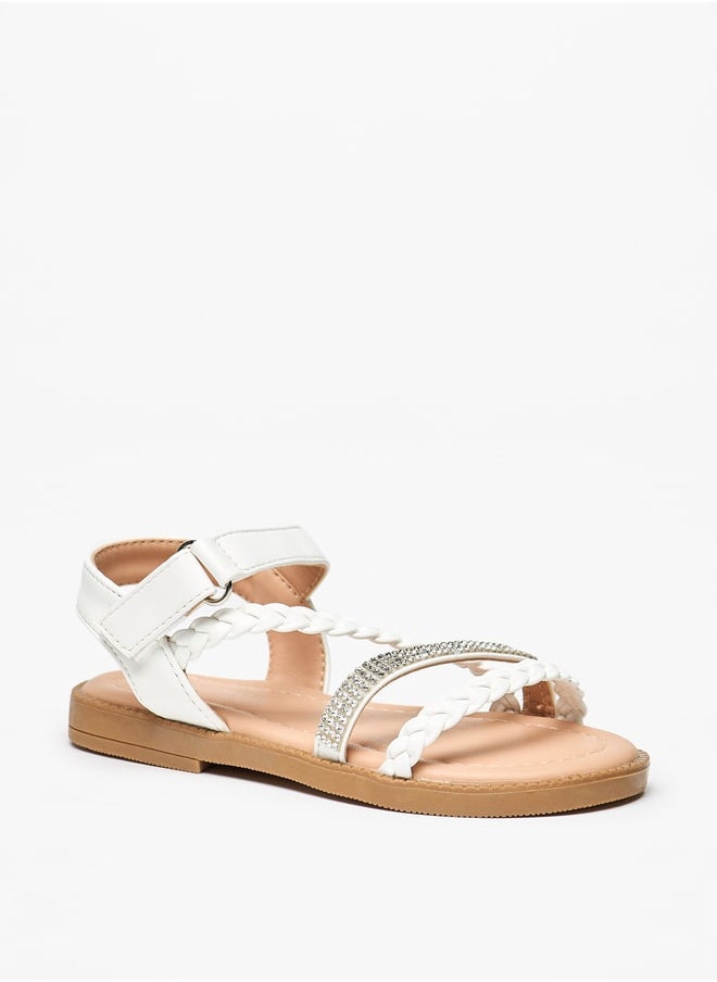 Flora Bella By Shoexpress - Girls Embellished Sandals with Hook and Loop Closure - Image 1