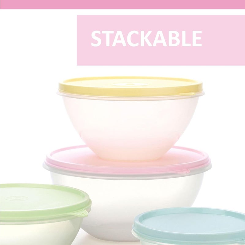 Signoraware Food Storage Containers with Lids Set of 4 - 60oz, 40oz, 27oz, 13oz Meal Prep Containers Reusable Plastic – Food Safe Round Nesting Bowls with Airtight Leakproof Lids – Freezer and Dishwasher Safe - Image 4