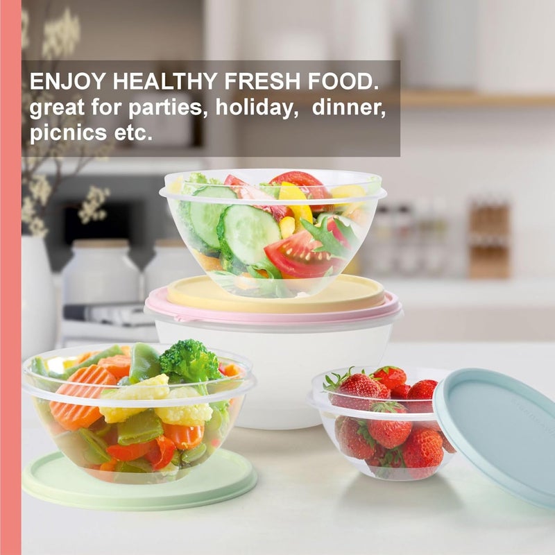 Signoraware Food Storage Containers with Lids Set of 4 - 60oz, 40oz, 27oz, 13oz Meal Prep Containers Reusable Plastic – Food Safe Round Nesting Bowls with Airtight Leakproof Lids – Freezer and Dishwasher Safe - Image 2