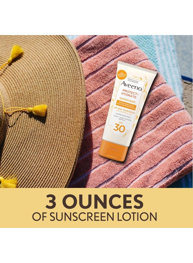 Aveeno لوسيون واقي من الشمس مرطب + حماية مع SPF 30 واسع الطيف و الشوفان البروبيوتيك، واقي شمس خفيف الوزن ومقاوم للعرق والماء، خالي من الأوكسي بنزون، 3.0 أونصة سائلة - Image 3