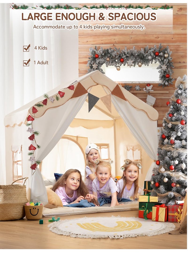 خيمة أطفال، خيمة لعب للأطفال 2 في 1 مع حصيرة مبطنة وأضواء، خيمة لعب كبيرة ببابين و4 نوافذ، خيمة لعب للأطفال داخلية وخارجية، خيمة لعب للأطفال، خيمة أطفال للأطفال، 51 بوصة × 35 بوصة × 51 بوصة - Image 3