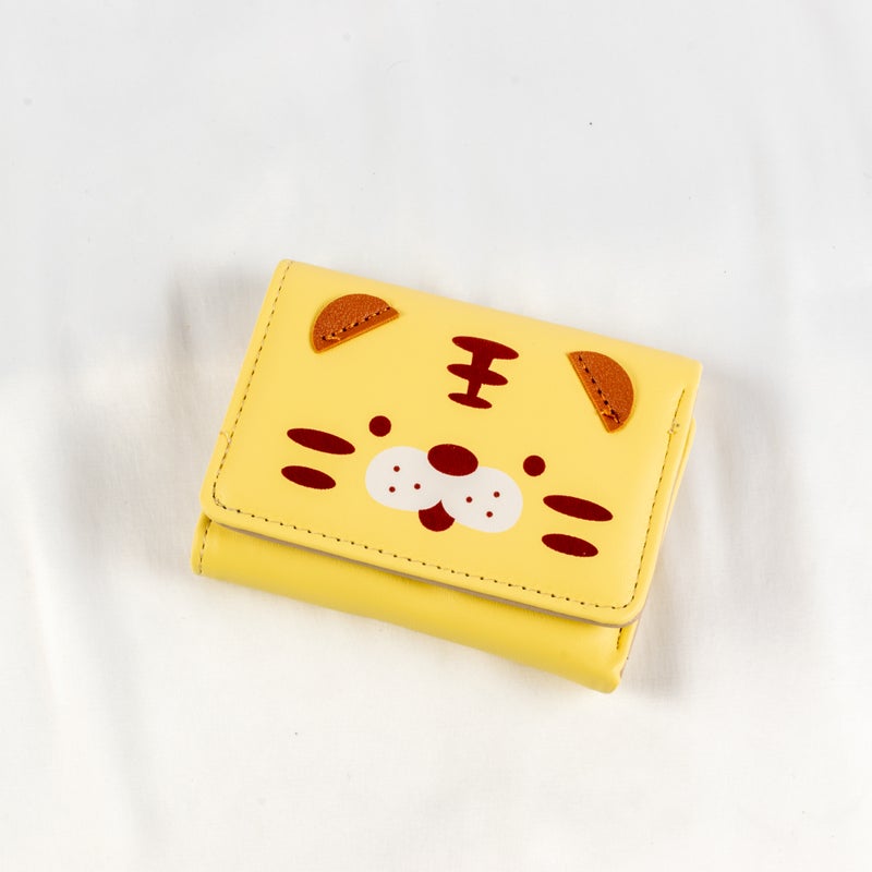 محفظة وحاملة بطاقات جلد أصفر تحتوي على جيوب متعددة للنقود والبطاقات - Image 1