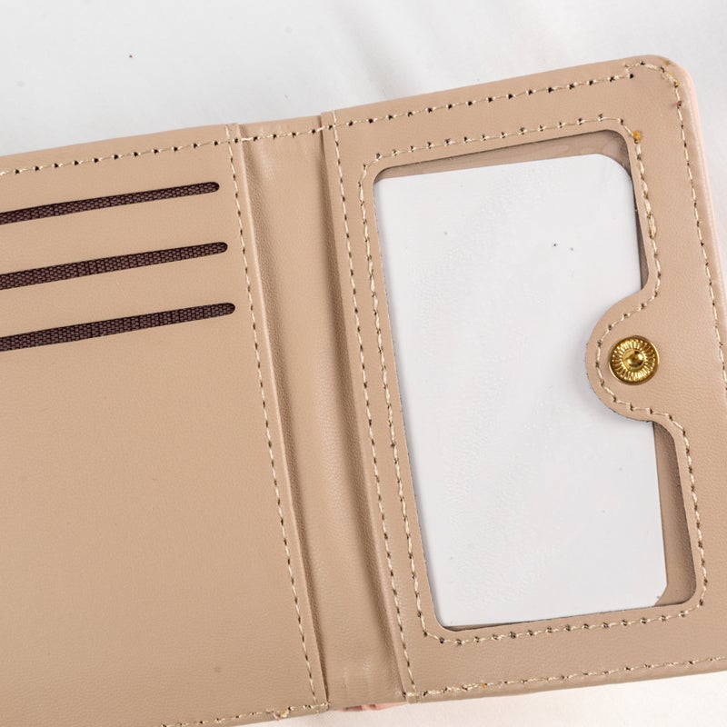 محفظة وحاملة بطاقات جلد أصفر تحتوي على جيوب متعددة للنقود والبطاقات - Image 4