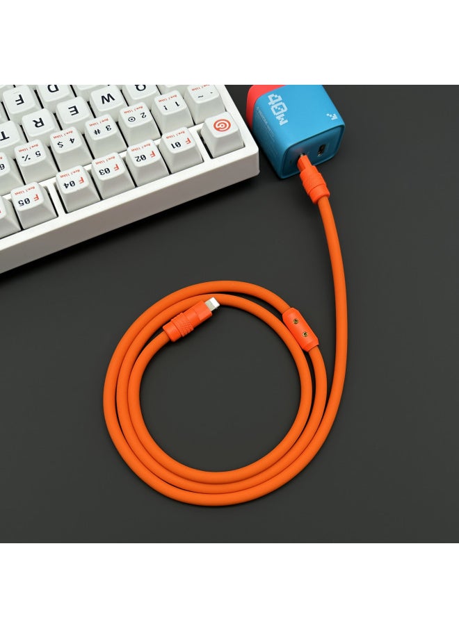 Generic - Super Soft Silicone Data Cable For Apple For Iphone15 For Huawei For Xiaomi Android Phone Super Fast Charging-Color:2 M USB To For Iphone 12W-Model:Orange + Orange Shell + Slider - Image 1