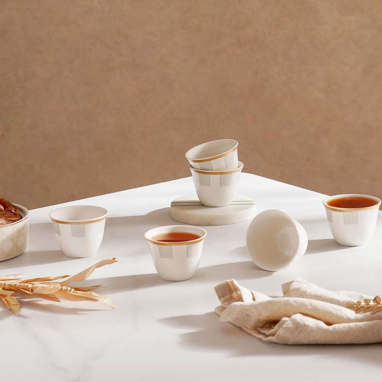 Pan Home Elazar 6-Piece Kahwa Cups - White Gold