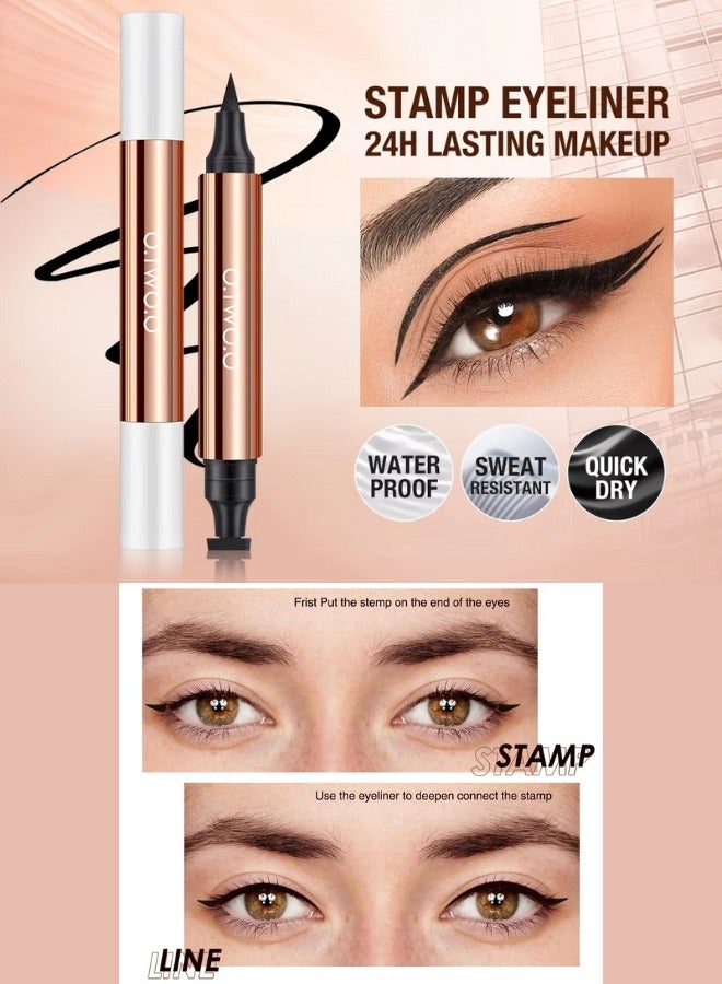 O.TWO.O O TWO O 2 in 1 Instant Wing Stamp Eyeliner Waterproof Long Lasting Liquid Black Eyeliner Pen Makeup Easy Wing Eye Liner Stamp - Image 1