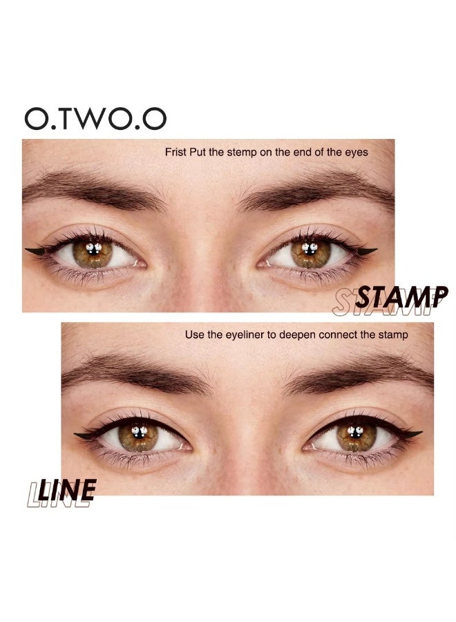 O.TWO.O O TWO O 2 in 1 Instant Wing Stamp Eyeliner Waterproof Long Lasting Liquid Black Eyeliner Pen Makeup Easy Wing Eye Liner Stamp - Image 2