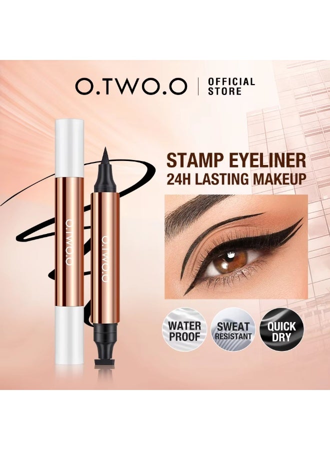 O.TWO.O O TWO O 2 in 1 Instant Wing Stamp Eyeliner Waterproof Long Lasting Liquid Black Eyeliner Pen Makeup Easy Wing Eye Liner Stamp - Image 3