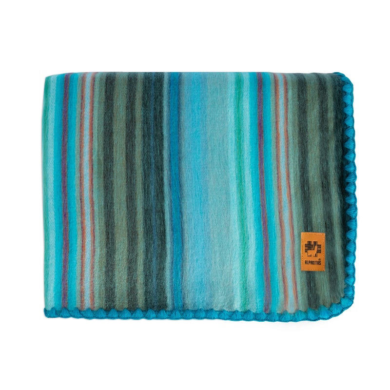 Alpaca Wool Blanket  Queen Size Bed Throw  Warm Lightweight Couch or Camp  Outdoor  87 x 64 Inches Light Turquoise