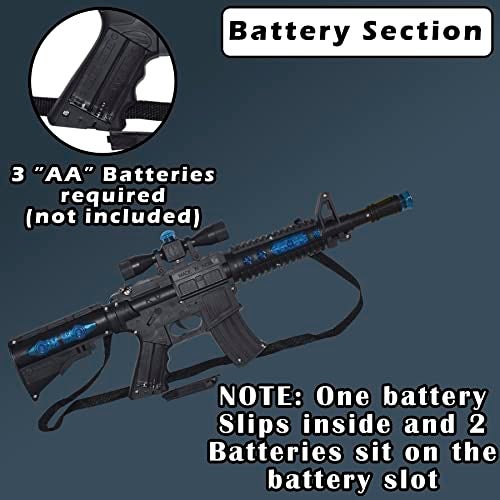 WISHKEY M16 Machine Toy Gun for Kids, Pretend Play Gun Toy with Thrilling Light and Sound Effects with Shoulder Strap, Combat Mission Toy Laser Light Gun for Kids (Set of 1, Black) - Image 4