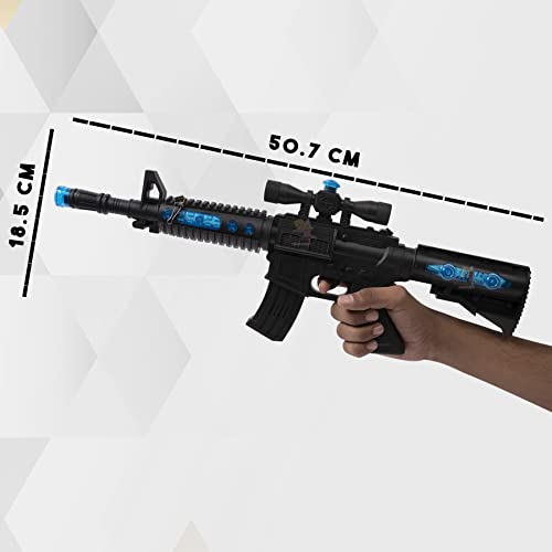 WISHKEY M16 Machine Toy Gun for Kids, Pretend Play Gun Toy with Thrilling Light and Sound Effects with Shoulder Strap, Combat Mission Toy Laser Light Gun for Kids (Set of 1, Black) - Image 2