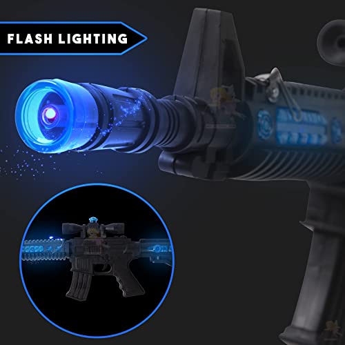 WISHKEY M16 Machine Toy Gun for Kids, Pretend Play Gun Toy with Thrilling Light and Sound Effects with Shoulder Strap, Combat Mission Toy Laser Light Gun for Kids (Set of 1, Black) - Image 3