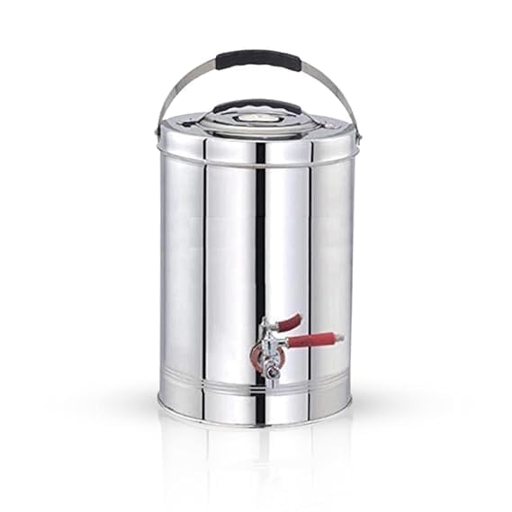 RJ kitchenware Store Stainless Steel 5 Liter Tea Container Eco-Friendly Tea/Coffee|Coffee/Tea Urn Kettle with Tap, Hot & Cold Pot|Tea Pot Dispenser Jar|Chai Kettle for Canteen Kitchen|Silver - Image 1