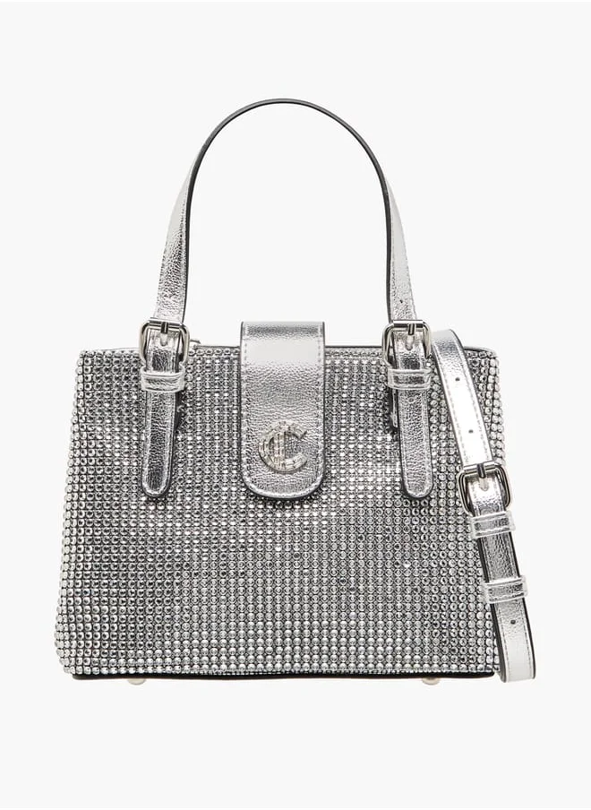 Le Confort Women Embellished Tote Bag with Zip Closure and Detachable Strap