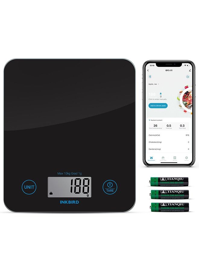 إنك بيرد ميزان مطبخ رقمي بلوتوث INKBIRD IBFS-01 الذكي لفقدان الوزن مع وظيفة الطرْح، تحويل الوحدات، مراقبة السعرات الحرارية والعناصر الغذائية، ودقة قياس حتى 1 جرام لللياقة البدنية والطهي والخبز وإدارة الصحة  - Image 1