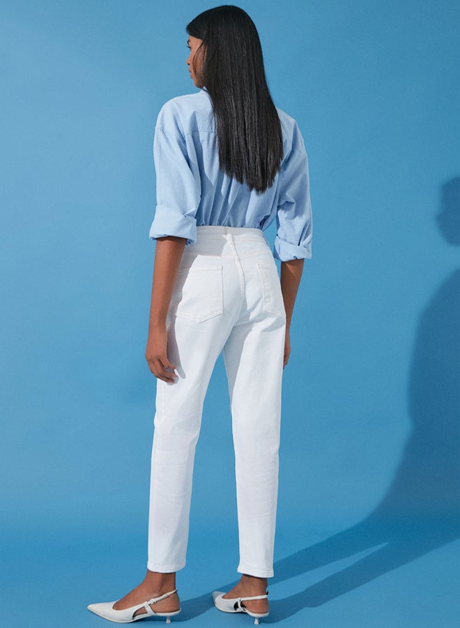 trendyol White High Waist Mom Jeans - Image 5
