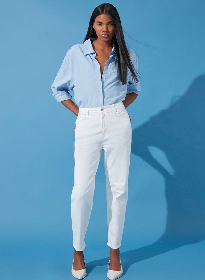 trendyol White High Waist Mom Jeans - Image 3