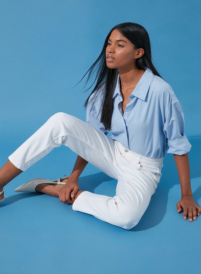 trendyol White High Waist Mom Jeans - Image 1