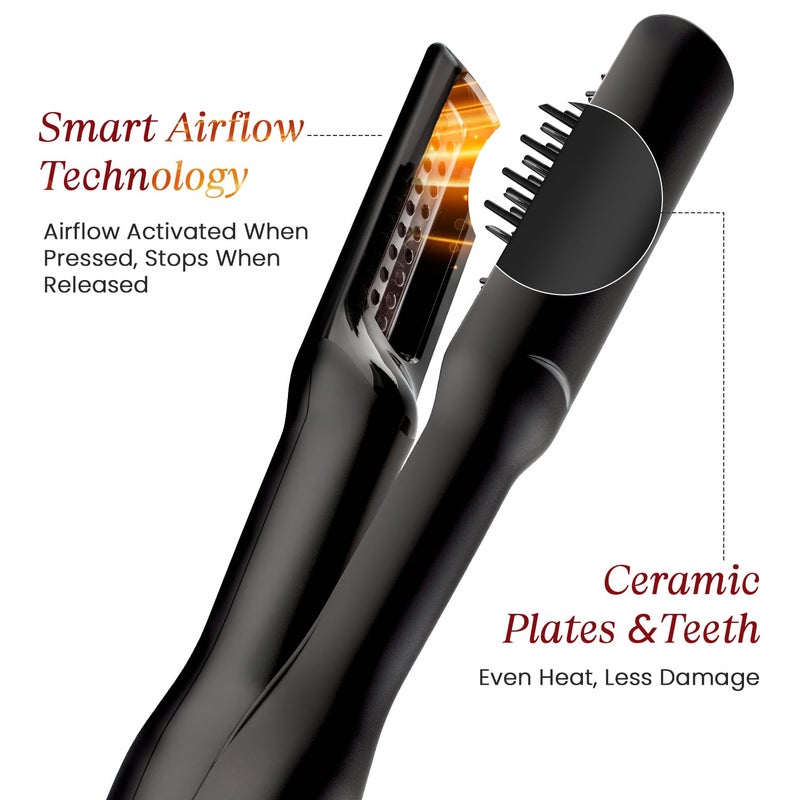 MakeMeeBold Wet to Straight Air Brush | 1200W Wet to Dry Hair Straightener with Smart Airflow | 1.4” Ceramic Plates & Teeth | 3 Air Speed Settings | Air Straightener for Hair, Gifts for woman - Image 3