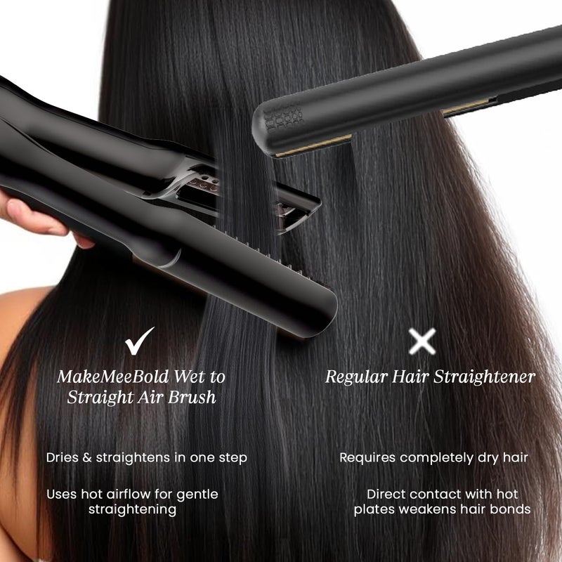MakeMeeBold Wet to Straight Air Brush | 1200W Wet to Dry Hair Straightener with Smart Airflow | 1.4” Ceramic Plates & Teeth | 3 Air Speed Settings | Air Straightener for Hair, Gifts for woman - Image 5