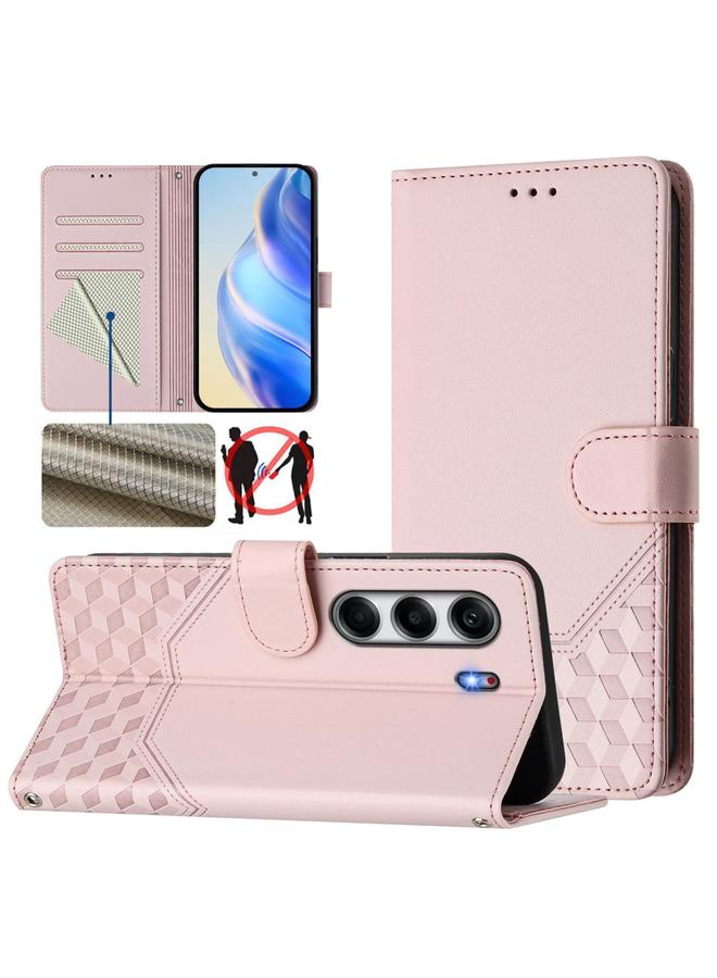 إيروريكس جراب لهاتف Tecno Camon 40 4G مصنوع من الجلد بنقش قرص العسل بتقنية RFID - Image 1