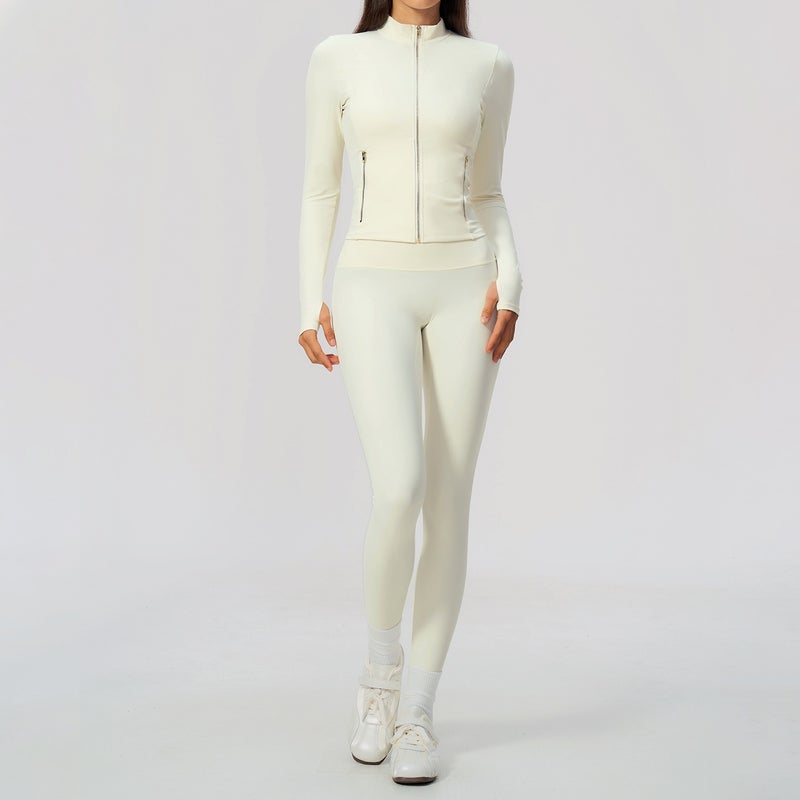 BootyGirl Women's Slim-Fit Fleece Yoga Jacket & Pants Set - Premium Fitness Outfit