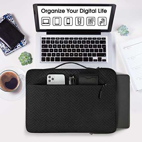 Lubardy Laptop Sleeve Case 13.3-14 Inch Waterproof Handle Laptop Bag Protective Business Computer Carrying Bag Compatible with Chromebook/MacBook Air/Notebook, Black - Image 5