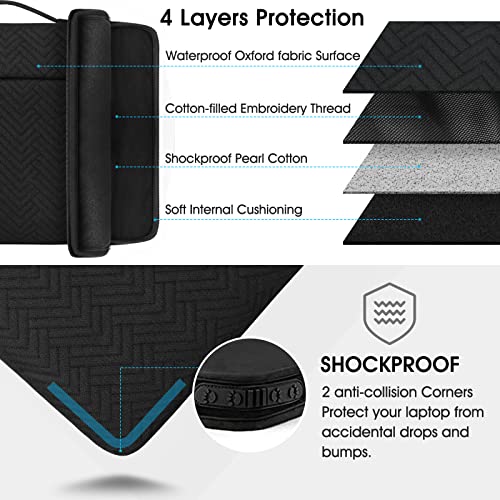 Lubardy Laptop Sleeve Case 13.3-14 Inch Waterproof Handle Laptop Bag Protective Business Computer Carrying Bag Compatible with Chromebook/MacBook Air/Notebook, Black - Image 2