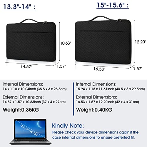 Lubardy Laptop Sleeve Case 13.3-14 Inch Waterproof Handle Laptop Bag Protective Business Computer Carrying Bag Compatible with Chromebook/MacBook Air/Notebook, Black - Image 4