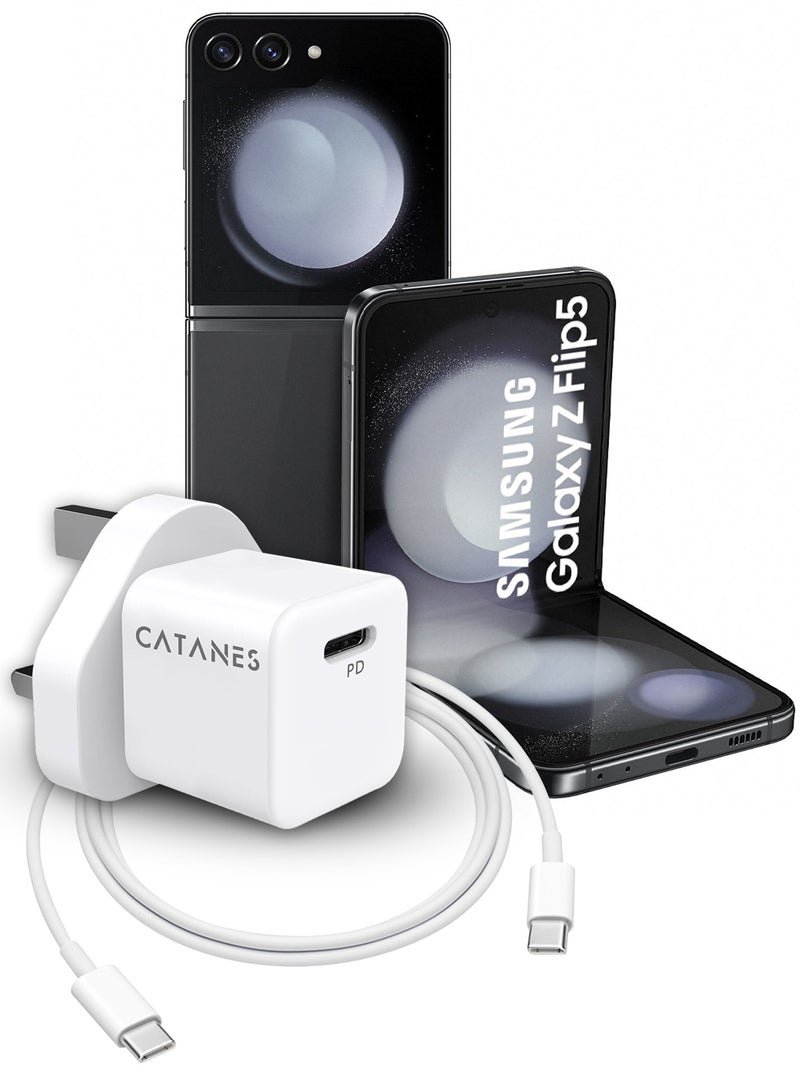 CATANES 25W PD Fast Charger Adapter Type C 3Pins with 1m Cable Type C for Samsung Galaxy Z flip 6 and Z flip 5 / White  - Image 1