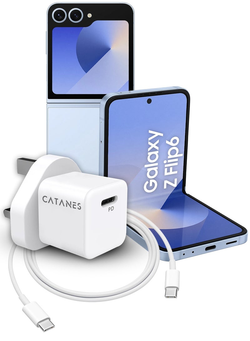 CATANES 25W PD Fast Charger Adapter Type C 3Pins with 1m Cable Type C for Samsung Galaxy Z flip 6 and Z flip 5 / White  - Image 2