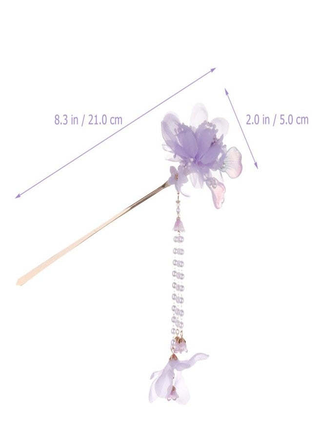 ifundom Vintage Flower Hair Stick for Women Long Hair Pin with Dangle Tassel Elegant Bun Accessory for Daily Wear and Special Occasions 8.26X1.96X1.57In - Image 2