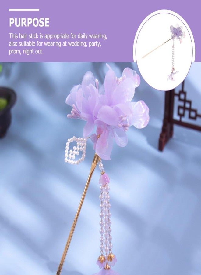 ifundom Vintage Flower Hair Stick for Women Long Hair Pin with Dangle Tassel Elegant Bun Accessory for Daily Wear and Special Occasions 8.26X1.96X1.57In - Image 4