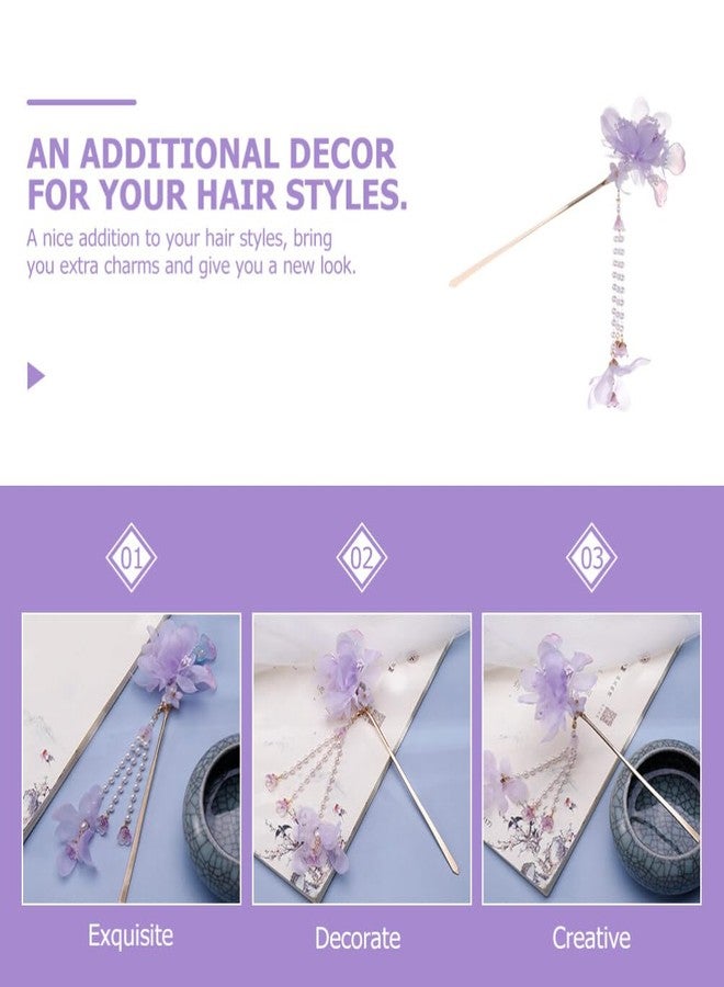 ifundom Vintage Flower Hair Stick for Women Long Hair Pin with Dangle Tassel Elegant Bun Accessory for Daily Wear and Special Occasions 8.26X1.96X1.57In - Image 3